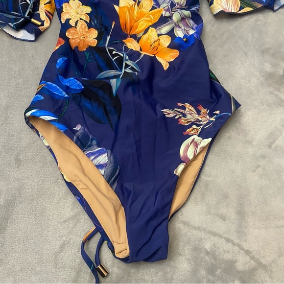 New! Ochie Midnight Floral Olivia Off Shoulder One Piece Swimsuit - 27713 - Picture 5 of 10